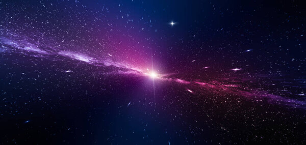 Big starburst and nebula lights in deep space. Science fiction fantasy space scene. Cosmos - Universe background image