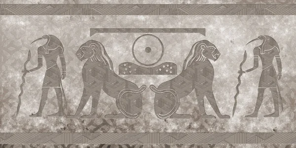Duvarda Eski Mısır Sembolleri Var Yüksek Kaliteli Dijital Yazdırma Için — Stok fotoğraf