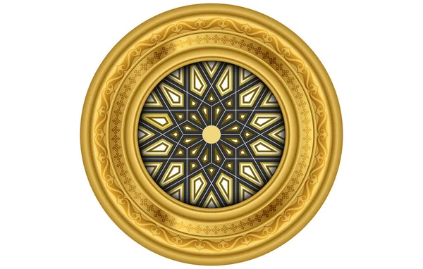Zlatá Žlutá Kulatá Natáhnout Strop Dekorace Obrázek Bílém Pozadí — Stock fotografie