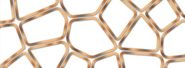 Beyaz arkaplanda bakır renkli çokgen çerçeve. Yüksek kaliteli dijital yazdırma için uygun gerilme tavanı ve duvar kağıdı fotoğrafı.