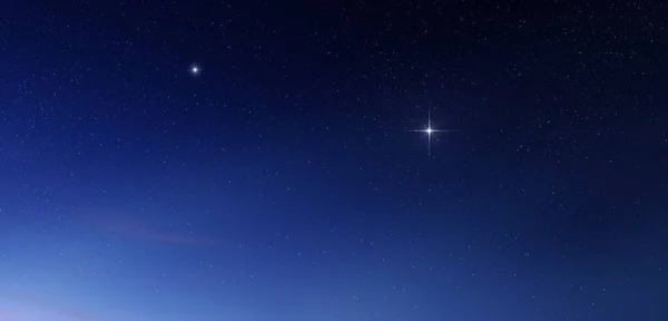Starry Sky Landscape Stars Shining Dark Blue Cloudless Sky Night — Stock Photo, Image