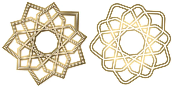 Рельєфний Декоративний Мотив Ісламському Стилі Білому Тлі Золотий Колір Мандали — стокове фото