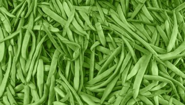 Markette taze, organik yeşil fasulye sebzesi. Tam çerçeve taze fasulye dokusu.