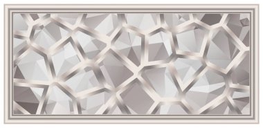 3 boyutlu tavan süsleme resmi. Voronoi tarzı çerçeveli çok renkli üçgen dokusu. Dekoratif çokgen arkaplanı.