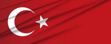 Türkiye 'nin ipek bayrağı. Türkiye 'nin ulusal bayram kutlamaları için arka plan resmi. Yatay panoramik Türk bayrağı arkaplanı.
