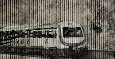 Eski tren ve metro istasyonunda hasar görmüş duvar dokusu. Duvar kağıdı tasarımı. Dekoratif iç duvar resmi.