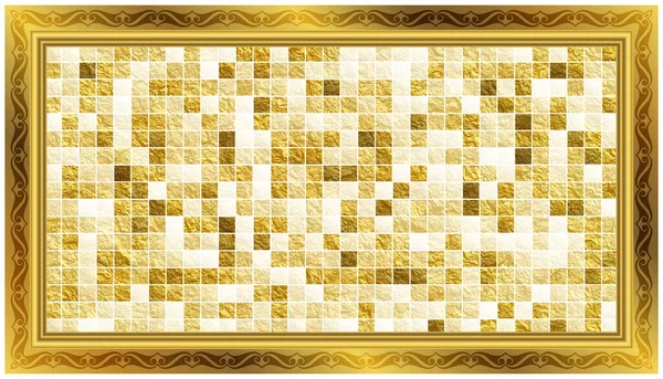 3d decorative  gold color stretch ceiling decoration model. Golden yellow small square pattern background and luxury wallpaper.