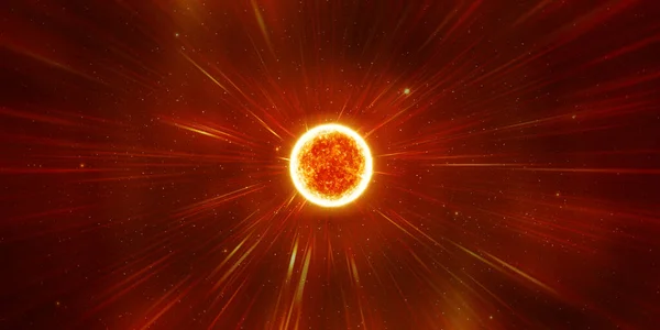 Sluneční Bouře Paprsky Šířící Vesmíru Výbuch Slunce Svítící Obří Hvězda Stock Obrázky