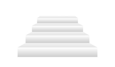 Beyaz arkaplanda yukarı doğru giden boş merdivenler.