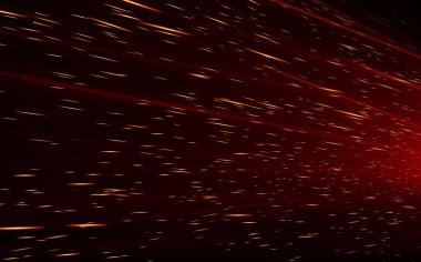 Dağınık ve sıcak kıvılcımlar siyah bir arkaplanda uçuşuyor.