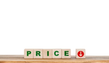 Fiyat düşüşü konsepti arkaplan resmi. Üzerinde 