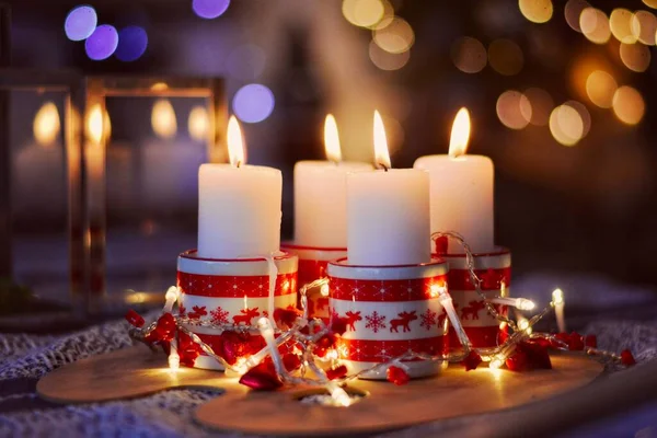Décoration Noël Avec Fond Bokeh Scintillant Lumières Vacances Dans Esprit — Photo