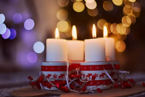 stock image Christmas Decoration with sparkling bokeh background and Holiday Lights in Christmas spirit.