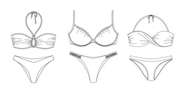 Nachhaltige Badebekleidung Für Frauen Technische Zeichnung Vorlage Skizze Flach Attrappe — Stockfoto