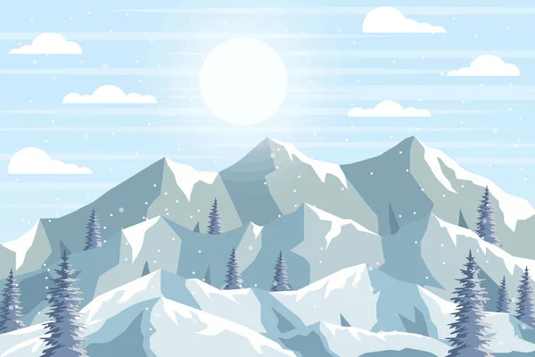 Гори Пейзаж Зимовий Фон Ілюстрації — стоковий вектор