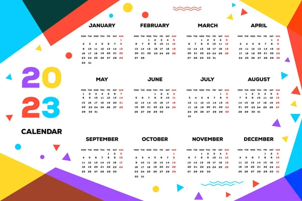 2023 Новый Год Календарь Шаблон Современного Стиля Дизайна — стоковый вектор