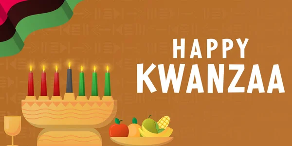 Gradyan Happy Kwanzaa Yatay Afiş Illüstrasyonu — Stok Vektör