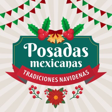 Klasik tasarım posadas mexicanas selamlama illüstrasyonu