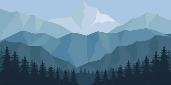 平らなデザインの山の風景 — ストックベクタ