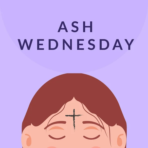 Ash Wednesday Illustration Flat Design Style — Vettoriale Stock