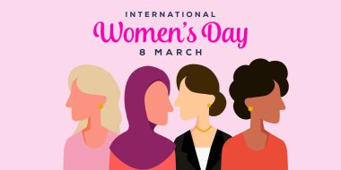 flat design international womens day horizontal banner illustration
