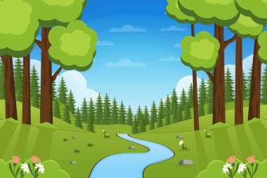 beautiful spring landscape background illustration