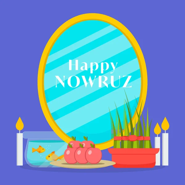 Happy Nowruz Flat Design Style Illustration — Stok Vektör