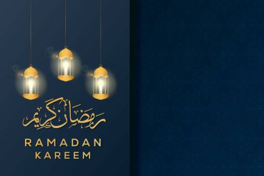 ramadan kareem background illustration with lanterns and Arabic ornament pattern