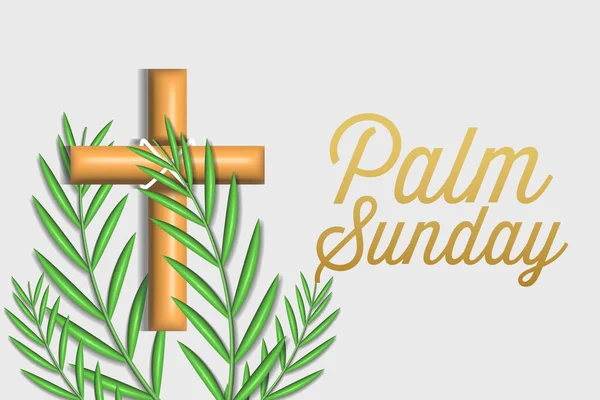 Palm Söndag Bakgrund Illustration Med Kors Och Palmblad — Stock vektor