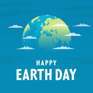 Düz stil ile mutlu Dünya Günü tebrik kartı illüstrasyonu