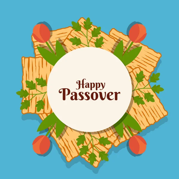 Passover Illustration Greeting Card Flower Bread — Stock Vector