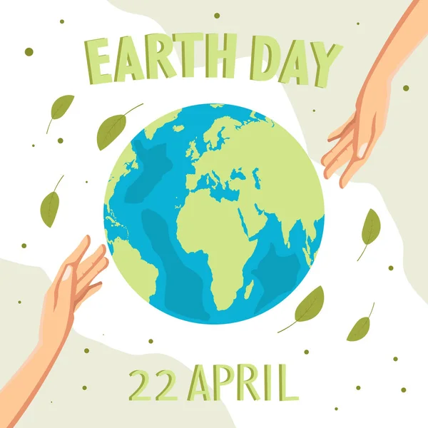 stock vector earth day illustration with hands and leaves