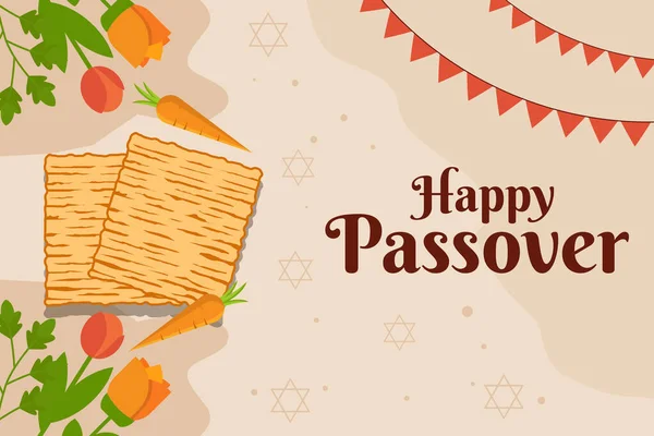 Happy Passover Horizontal Banner Illustration Flat Design — Stock Vector
