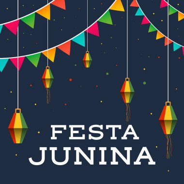 Süslü vektör düz tasarım festa junina illüstrasyonu