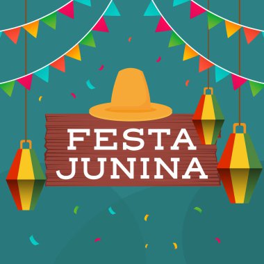 düz tasarım illüstrasyon vektöründe festa junina