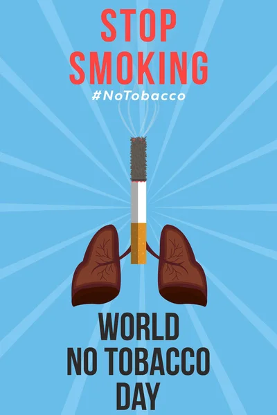 Düz Dizaynlı Sigara Akciğerli Dikey Posterlerde Tütün Yok — Stok Vektör