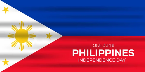 12Th June Philippines Independence Day Horizontal Banner Illustration — Stock Vector