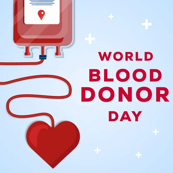 Ilustrasi Hari Donor Darah Dunia Dengan Kantong Darah Dan Jantung - Stok Vektor