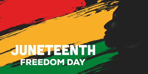 Juni Tag Der Freiheit Horizontale Fahne Mit Afrikanischen Mann Silhouette — Stockvektor