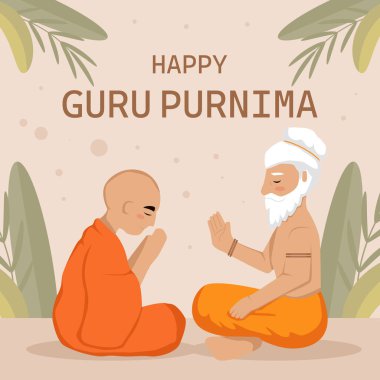 Keşiş ile düz tasarım guru purnima illüstrasyonu