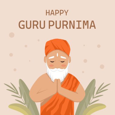 Yapraklı vektör düz mutlu guru purnima çizimi