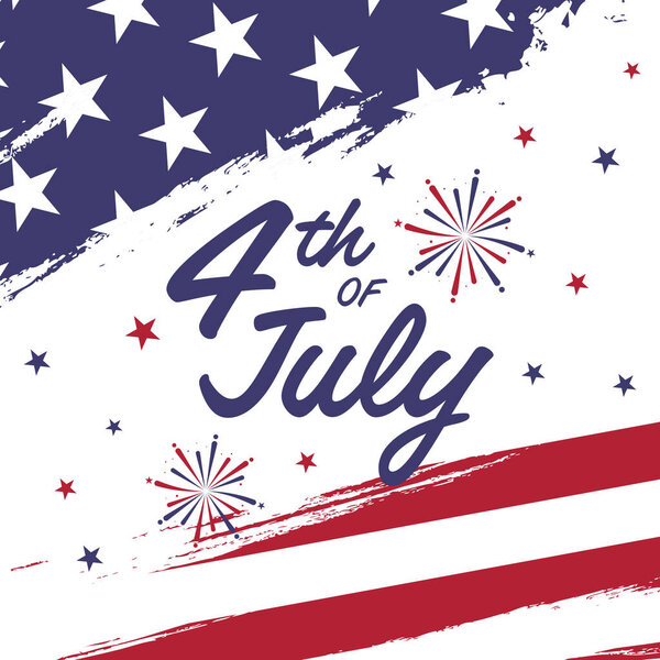 vector design 4th of july celebration illustration with a brush stroke effect