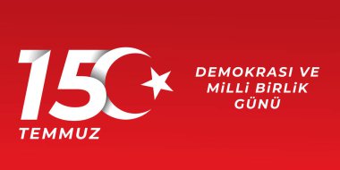 15 Temmuz kutlamaları için yatay pankart tasarımı Türkiye 'de demokratik ve birlik ulusal gününde
