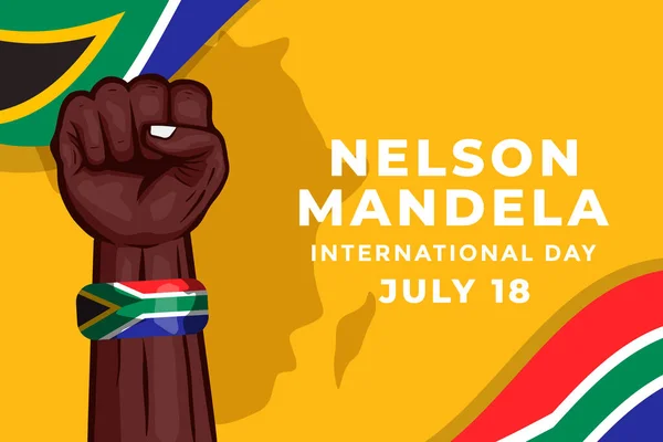 Flaches Design Hand Gezeichnet Nelson Mandela Internationaler Tag — Stockvektor
