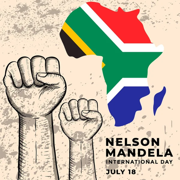 Disegno Vettoriale Disegnato Mano Nelson Mandela Giornata Internazionale — Vettoriale Stock