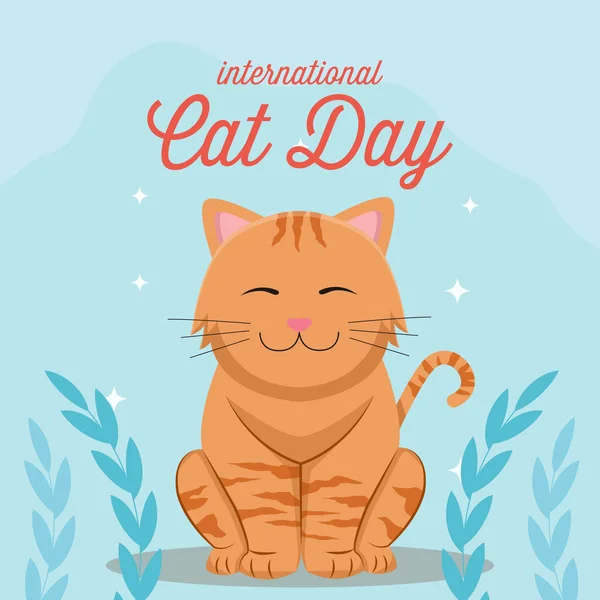 stock vector vector design illustration international cat day in flat style