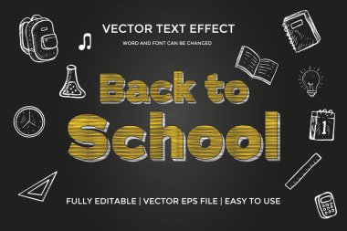 Okula tam olarak düzenlenebilir vektör metin efekti kolayca kullanılabilir