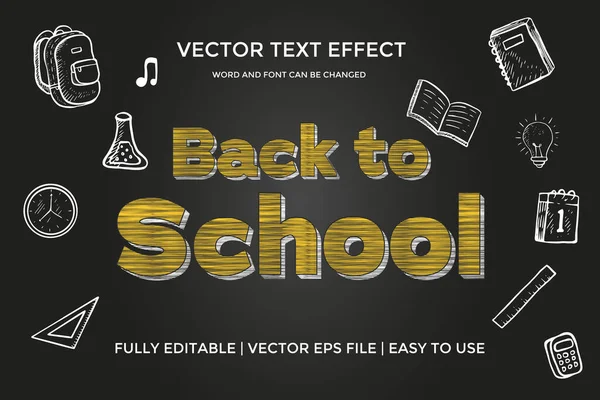 Efeito Texto Vetorial Volta Escola Totalmente Editável Fácil Usar — Vetor de Stock