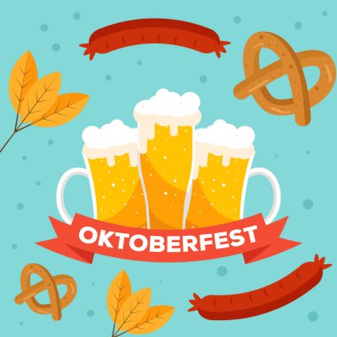 düz tasarım vektörü oktoberfest festival illüstrasyonu