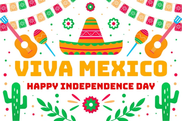 Gradiënt Vector Ontwerp Achtergrond Viva Mexico Onafhankelijkheid Dag Van Mexico — Stockvector